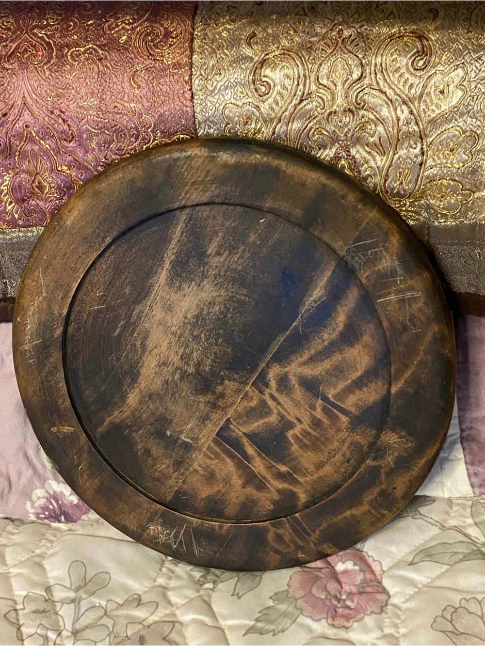 Dark Rustic Distressed Wooden Serving Trivet
